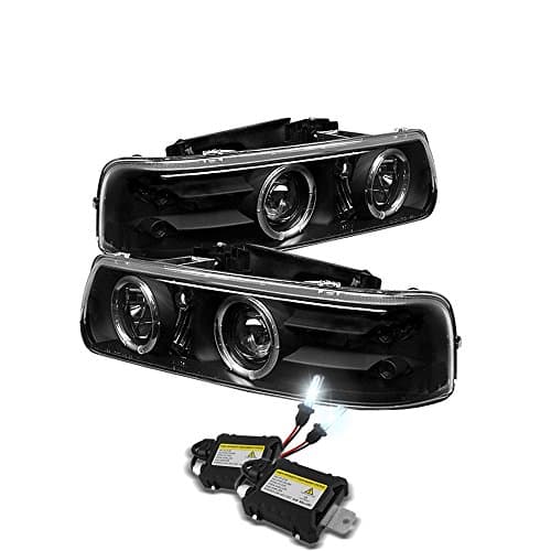 Eautolight 99-02 Chevy Silverado Black Halo LED Projector Head Lights + Bumper Light + 6k HID