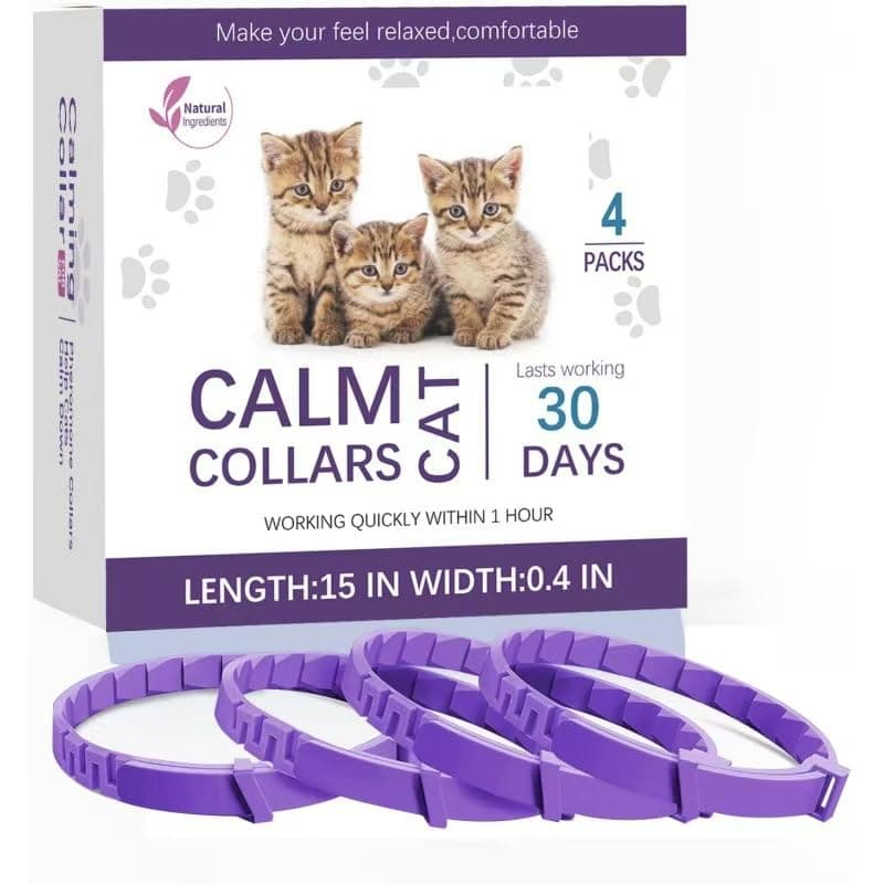 4 Pack Calming Collar Efficient Relieve Reduce Anxiety Stress Pheromones Calm Relaxing Comfortable Breakaway Collars Adjustable for Small, Medium Large Cat, Kittens