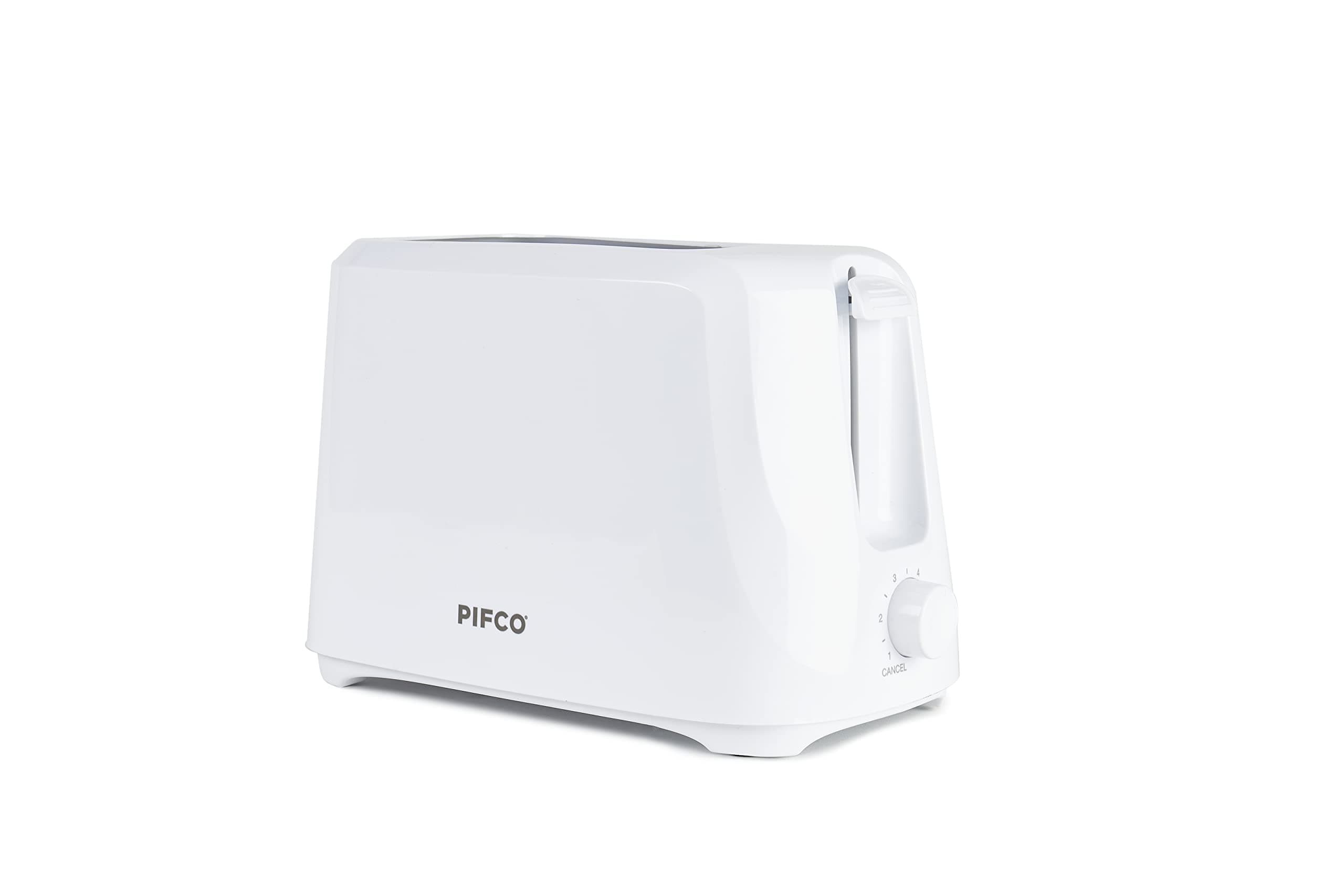 PIFCO White Toaster 2 Slice - Affordable, Variable Browning Controls, Auto Shut-Off, Removable Crumb Tray, and User-Friendly Kitchen Essential - Compact 2 Slice Toaster for Modern Kitchens