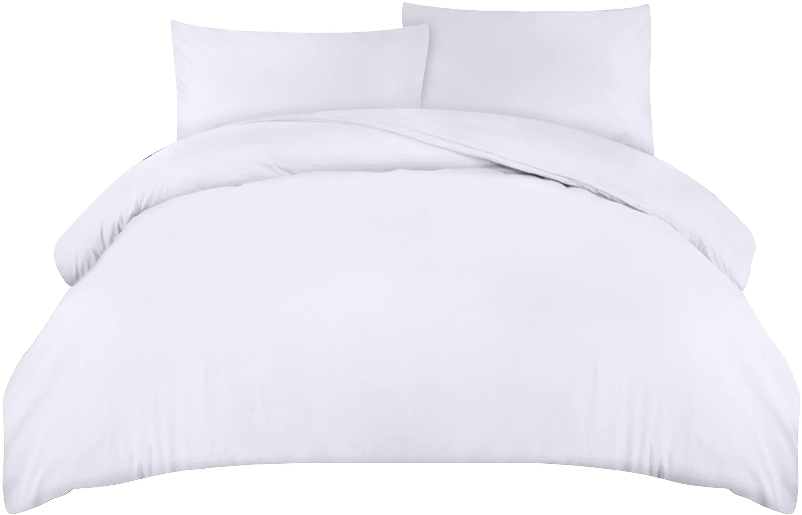 Utopia King Size Duvet Cover with Pillow cases - Soft Microfibre Polyester - Bedding Quilt Set (White)