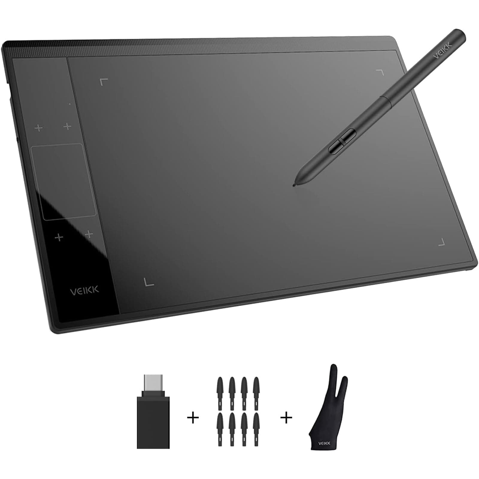 VEIKK A30 V2 Drawing Tablet 10x6 Inch Graphics Tablet with Unique Touch Gesture Pad, 8192 Pressure Battery-Free Pen, 4 Hotkeys, Compatible Windows Mac Android Linux - Beginner & Student Friendly