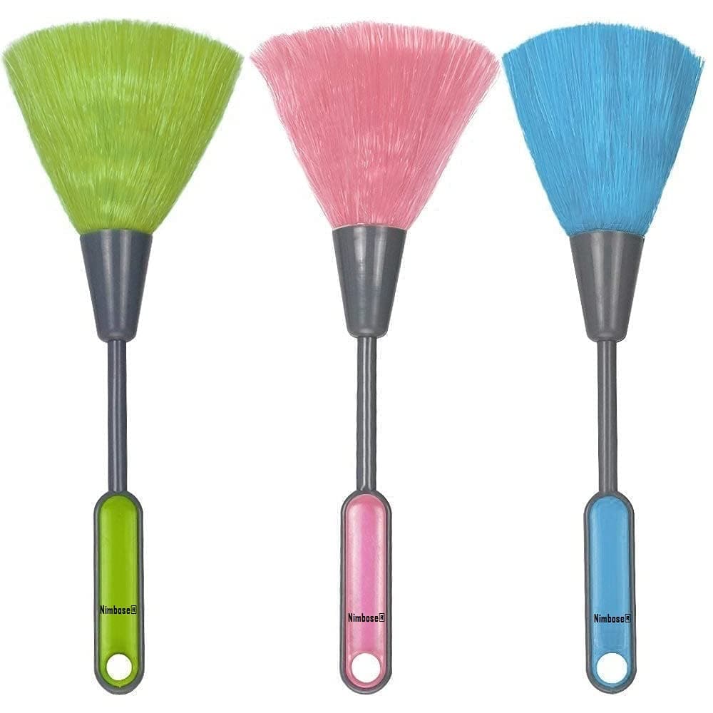 Mini Electrostatic Soft Whisk Mini Screen Cleaning Brush Duster, Manual Anti-Static Sweeper Broom (Multicolor, Pack of 3)