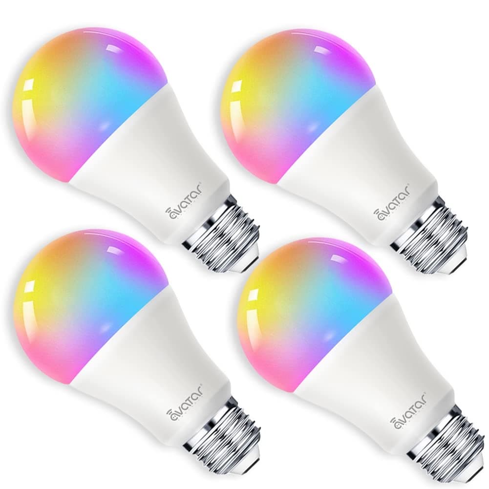 Avatar ControlsE26 4 Pack Smart Light Bulbs, Alexa Bulb WiFi LED Lighting Work with Smart Life App, RGBCW Color Changing Lights, No Hub Required (A19 8W)