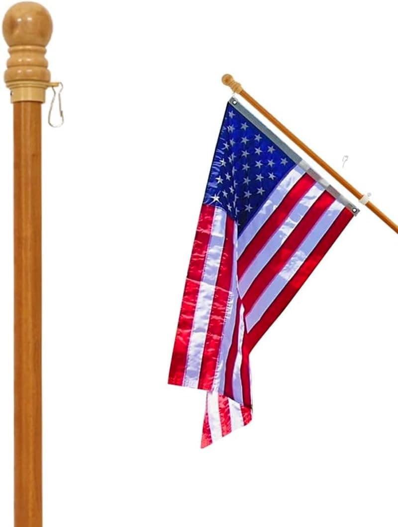 Trade Winds TWC 5FT Solid Pine Wooden House Flagpole - Wall Mount Wood Flag Pole 0.9" Dia.
