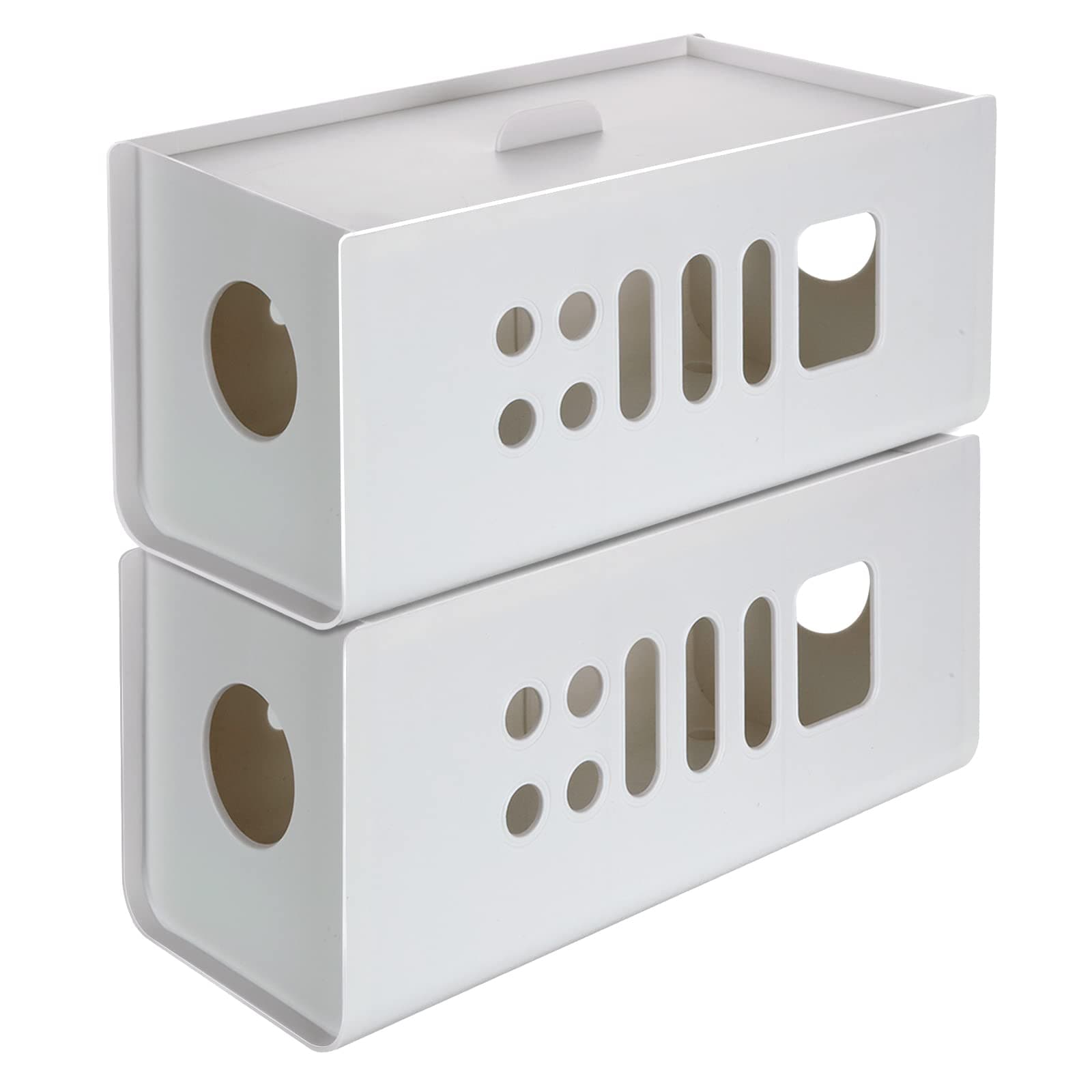 ASelected 2Pack Cable Tidy Box, Cables Organised Box, Cable Management Box,Hide and Conceal Power Strips and Electrical Cables, Cables Wire Management 12.6" x 5.1’x5.1 - White