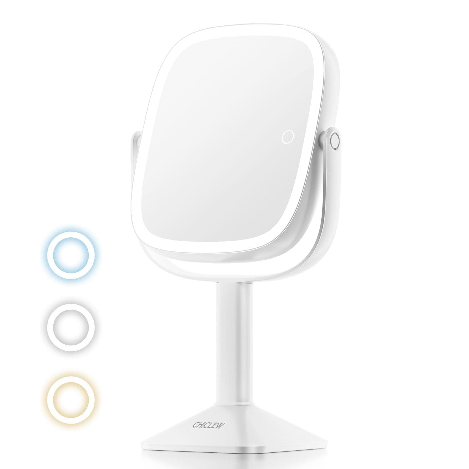 Makeup Mirror with Lights, Upgraded 9.5in Large Double-Sided 1X/10X LED Magnifying Mirrors, 3 Color Modes & Stepless Dimming, Illuminated Light Up Table Mirrors with Detachable Base for Home