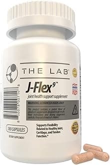 J-FLEX9 Advanced Joint Health Supplement + Cartilage Support & Tendon Function | Ingredients include: Chondroitin, Glucosamine, MSM, Curcumin, Boswellia Serrata, Collagen. Made in USA