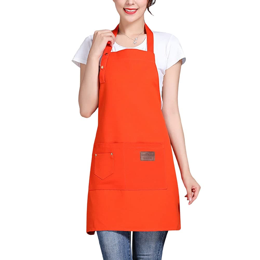 Sidiou Group Cotton Canvas Apron Cooking Kitchen Waterproof Adjustable Chef Apron with Pockets for Home Restaurant Craft Garden BBQ School Coffee House Aprons for Men Women