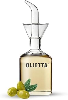 Olietta Olive Oil Dispenser Bottle Borosilicate Glass - 4.2 oz 125ml Non Drip Dispenser - Leak Proof Pourer Vinegar Drizzler Cruet - Easy Clean Drip Free Bottles for Kitchen