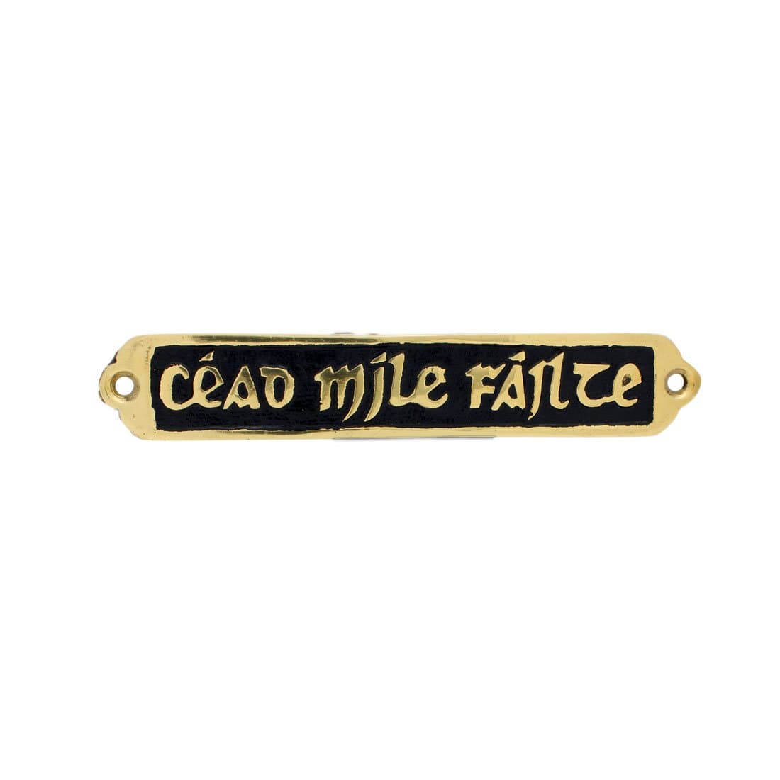 Carrolls Irish Gifts Small Solid Brass Wall Plaque with Cead Mile Failte On Black