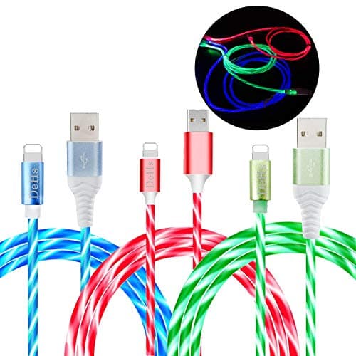 DeHasion 3 Packs 3.3ft Light Up Led Charging Cable Glow in The Dark Current Visibility Flowing LED Lights Charging Cable…