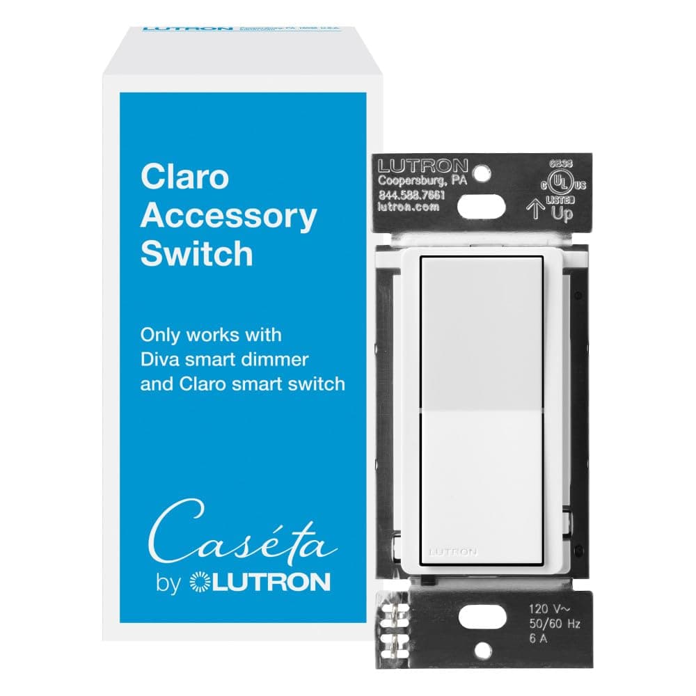 Caseta Smart Claro Accessory Switch for 3 way – For use only with Diva Smart Dimmer or Claro Smart Switch, DVRF-AS-WH, White