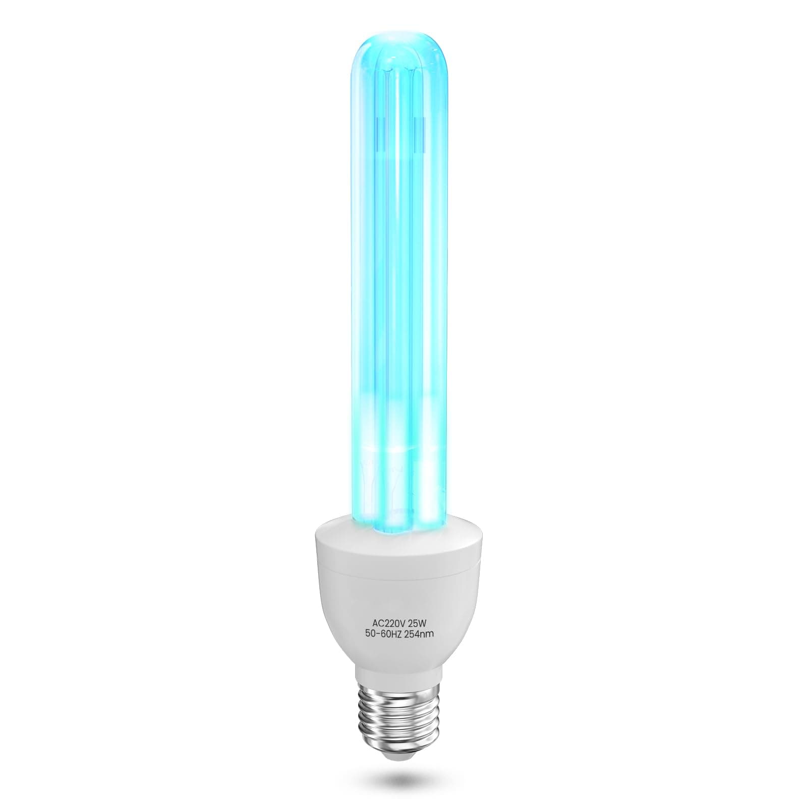 UV-C Light Bulb Germicidal UV Sanitizer Light Bulb 25 Watt 254nm Ozone Free E27 UVC Disinfection Light Bulb 220V 360° Beam Angle uv Light Bacteria Killer for School Room and Office