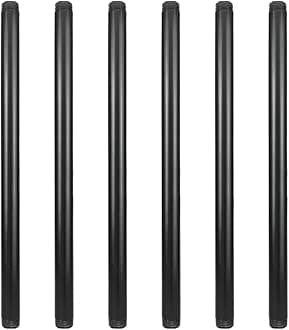 GeilSpace 6 Pack 1/2" × 16" Pre-Cut Black Metal Pipe, Industrial Steel Fits Standard Half Inch Black Threaded Pipes and Fittings - Vintage DIY Industrial Shelving (1/2" × 16")