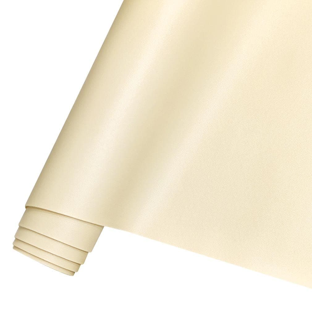 HYANG Smooth Solid Color Beige Faux Leather Sheets 1 Rolls 12"X53" (30cmX135cm),Faux Leather is Great for, Bows,Earrings Handmade DIY Craft Projects Making