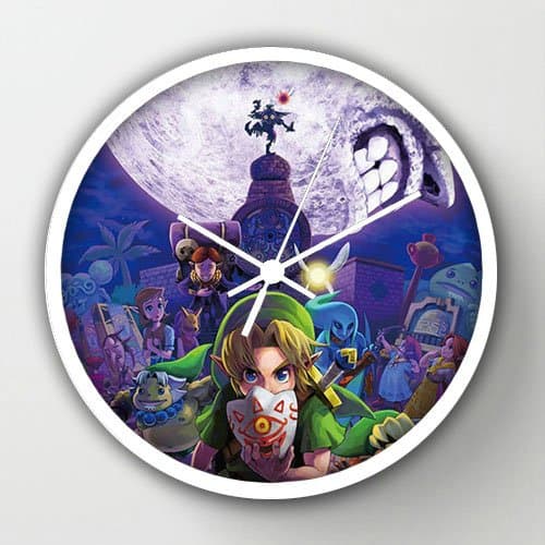 Custom Art Design personality Gaming Wall Decor Clock Custom Legend Of Zelda Majoras Mask Art Moon White Frames Wall Clock 10" Diameter Unique Wall Clocks