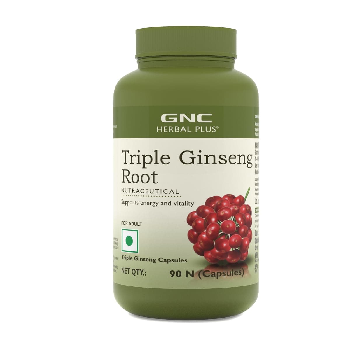 GNC Herbal Plus Triple Ginseng with Korean, American & Siberian Ginseng | 90 Capsules | 700mg | Enhances Immunity | Boosts Strength & Stamina | Improves Alertness & Concentration | Formulated in USA