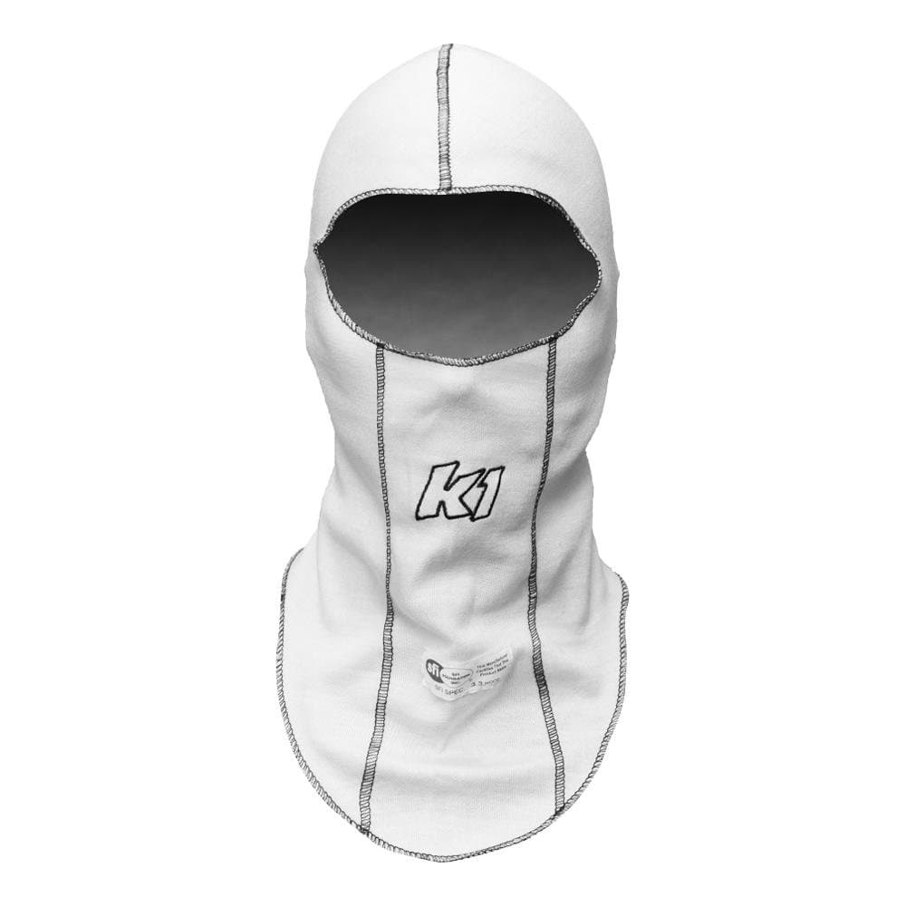 K1 RaceGear Balaclava Head Sock White Single Layer