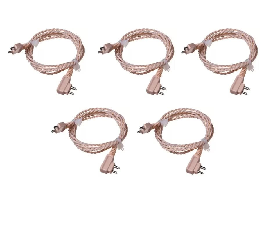 3S Single Ear 2 Pin Hearing Aid Wire (Beige) for Pocket Model Hearing Aid (Pack of 5)