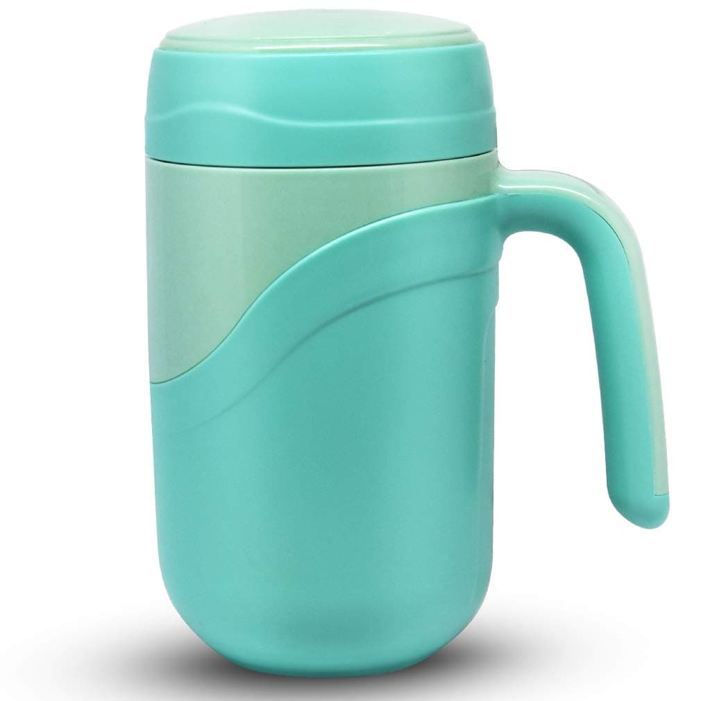 Ceramic Spill Proof Travel Mug Ceramic Lined Coffee Mug On the Go Travel Coffee Mug with Lid and Handle 12 Ounce Office Mug Blue