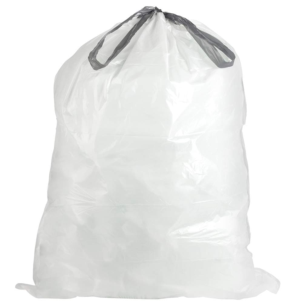 PlasticplaceCustom Fit Trash Bags, Compatible with simplehuman Code U (100 Count) White Drawstring Garbage Liners 14.5-21 Gallon/ 55-80 Liter 26.5" x 32"