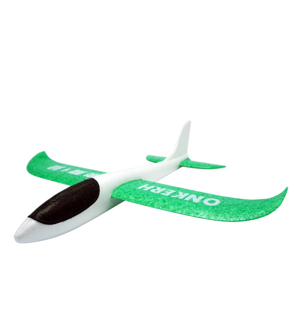 THREE EYES Environmental EPP Foam Glider Airplane 48cm Big Hand Throwing Plane Inertia Launch Roundabout Foam Trick Airplane Toys Funny Outdoor Playground Toys 18.9 inch (White Green)