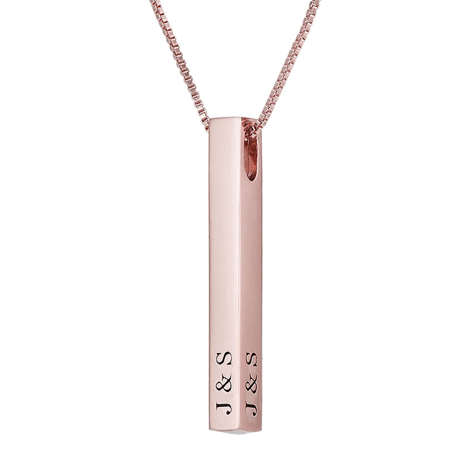 Sterling Silver 3D Engraved Personalized Bar Name Necklace Custom Made Any Name Pendant Necklace