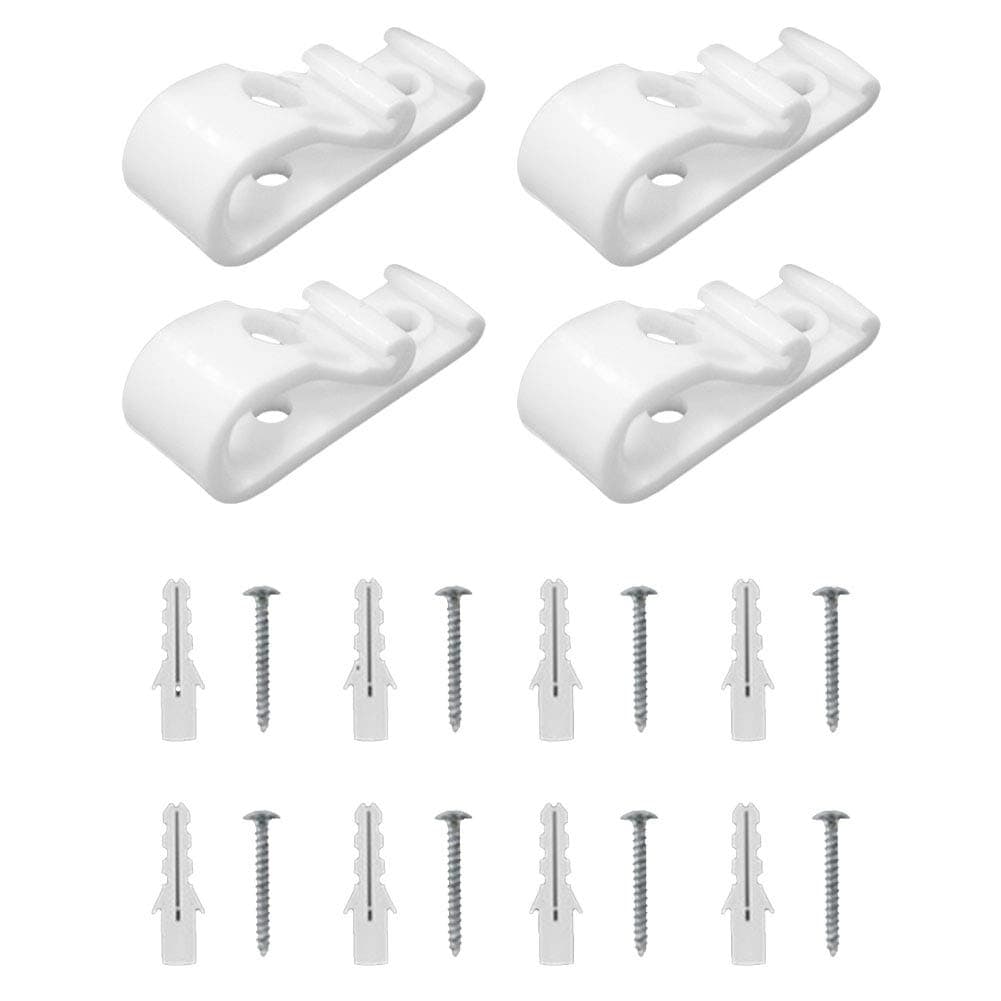 4 Sets Plastic Roman Roller Blind Chain Cord P Clips Hooks Child Safety Roller Blind Clips for Vertical Roman Roller Blinds with 8 Screws and 8 Plastic Pillars (White)