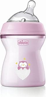 Natural Feeling 250ml Baby Milk Feeding Plastic Bottle with Wide Neck, Anti-Colic for Easy Milk Flow, for Babies & Toddlers 2m+ (Pink)