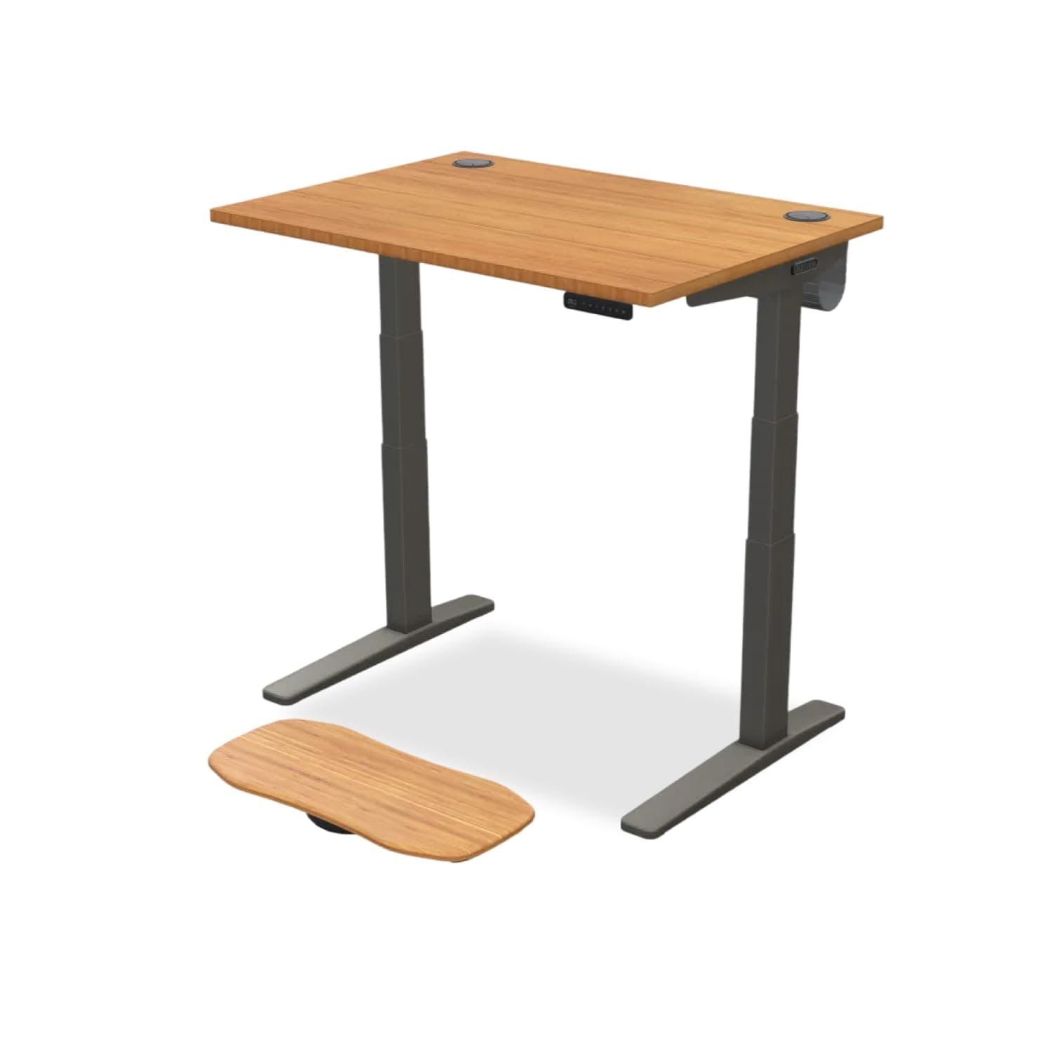 UPLIFTDESK Bamboo (42 x 30 inch) Standing Desk 2-Leg V3 Adjustable Stand Up C-Frame (Indus.), Advanced Keypad, Wire Grommets, Wire Tray, Rocker Board