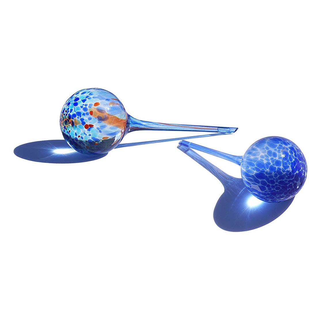 BlueWhale Watering Globe Set 2 PC,Automatic Watering for Timesaving holidays Use Indoors or Outdoors Garden House Plant flowers or More Often Travel People by Dark Blue and Blue colorful(2.8×7.9 in)