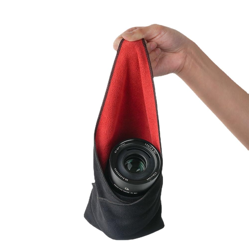 TTARTISAN 13.8 x 13.8 Inch Camera Square Protective Case, Anti-Scratch Lens Wrap Cloth Microfibre, Magic Self-Adhesive Cloth Protective Camera, black/red, square camera case