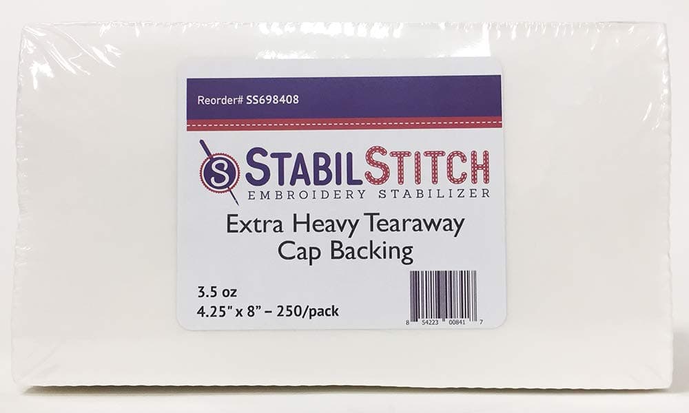 StabilStitch Extra Heavy (3.5 oz.) Tearaway Cap Backing 4.25" x 8" 250 Pack