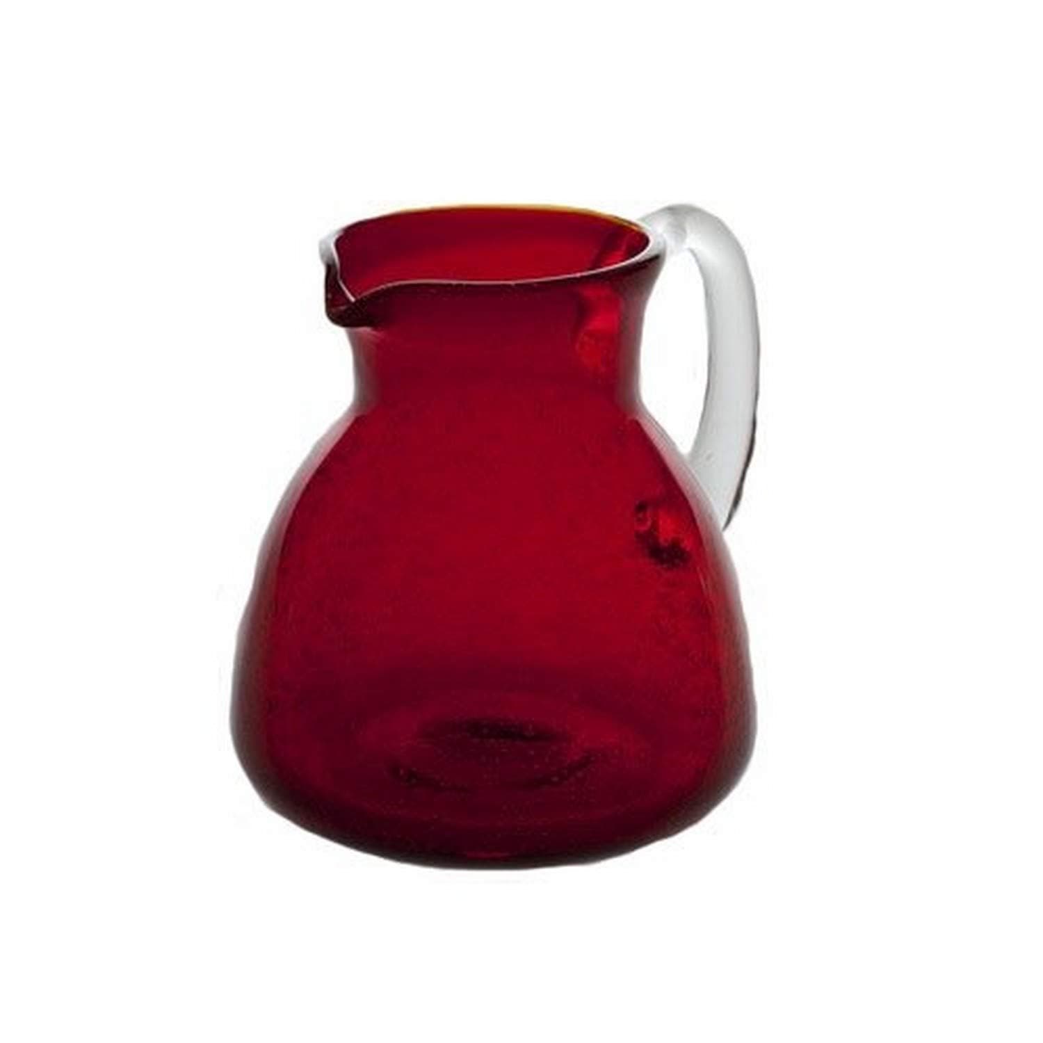 Abigails Red Ruby Glass Pitcher with Bubbles, 6"