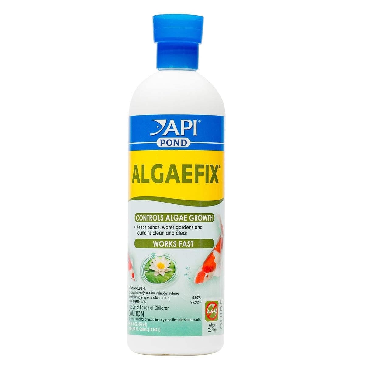 API POND ALGAEFIX (16 fl oz) Pond Algae Control - Copper Free - Clean, Clear Water - Up to 4800 Gallons - Safe for Fish & Plants - Water Gardens, Fountains - Natural Active Ingredient - EPA-Registered