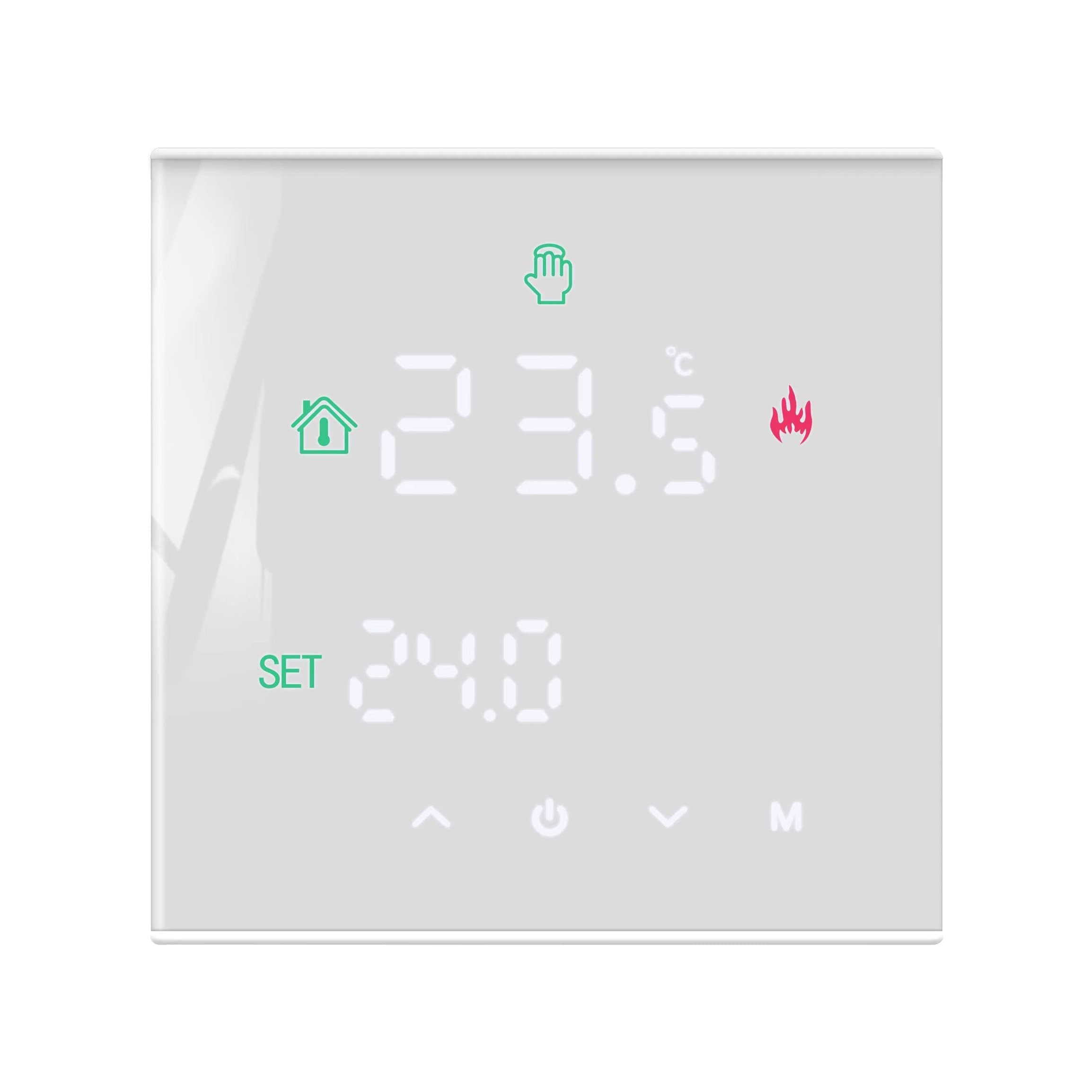 TERRIFI Smart Thermostat, Programmable Temperature Controller, Support WiFi connection and touch screen, for Electric Heating/Gas Boiler, Save Energy and Costs (White)