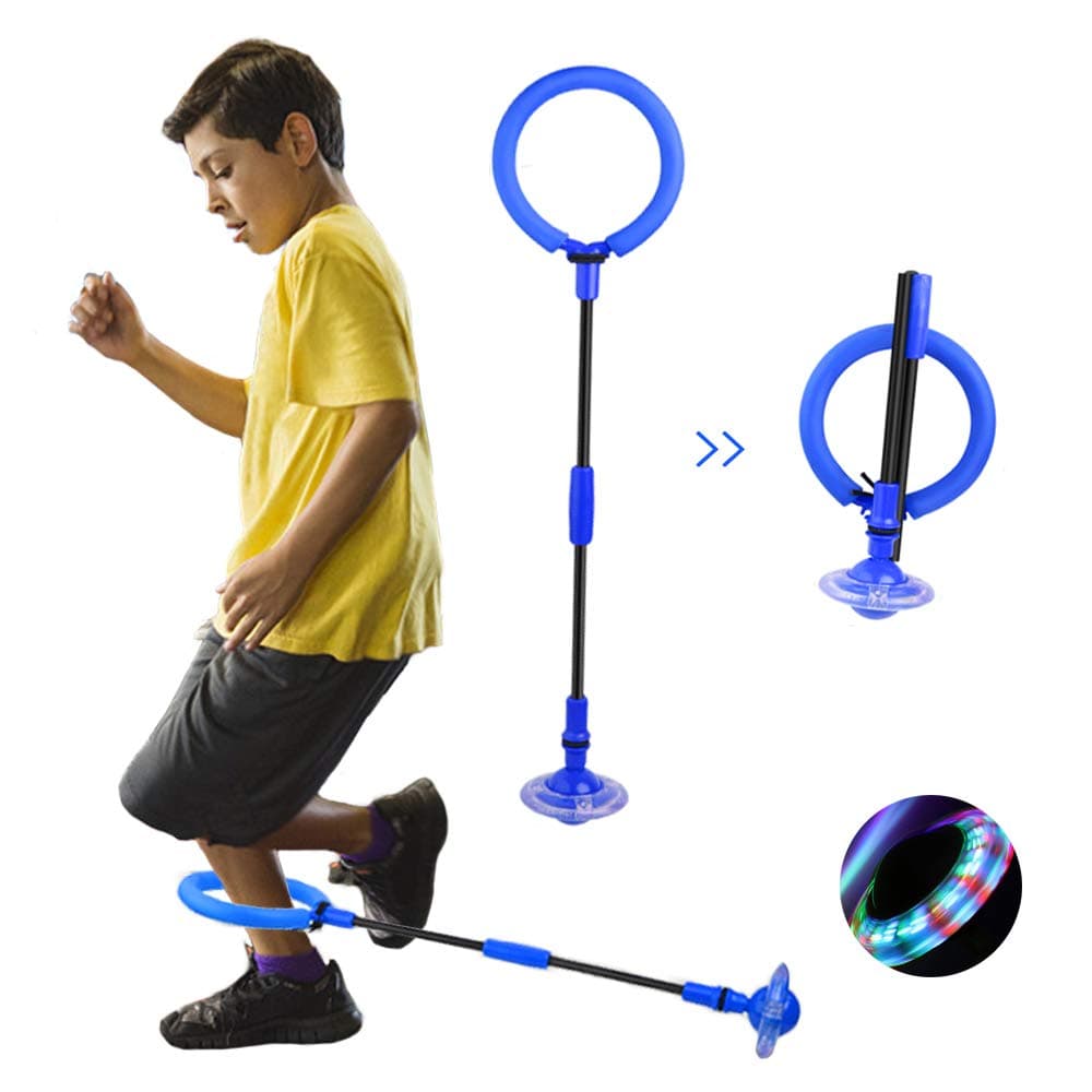 QMOEH Skip It Ball, Foldable Skip It Ankle Skipit Toy with Backpack, Colorful Flash Skip It Toy for Fitness