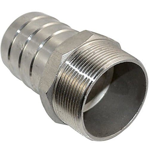 SS304 Thread Hose Pipe Fitting Male x Barb Hose Tail Stainless Steel Connector NPT (2" x 50MM)