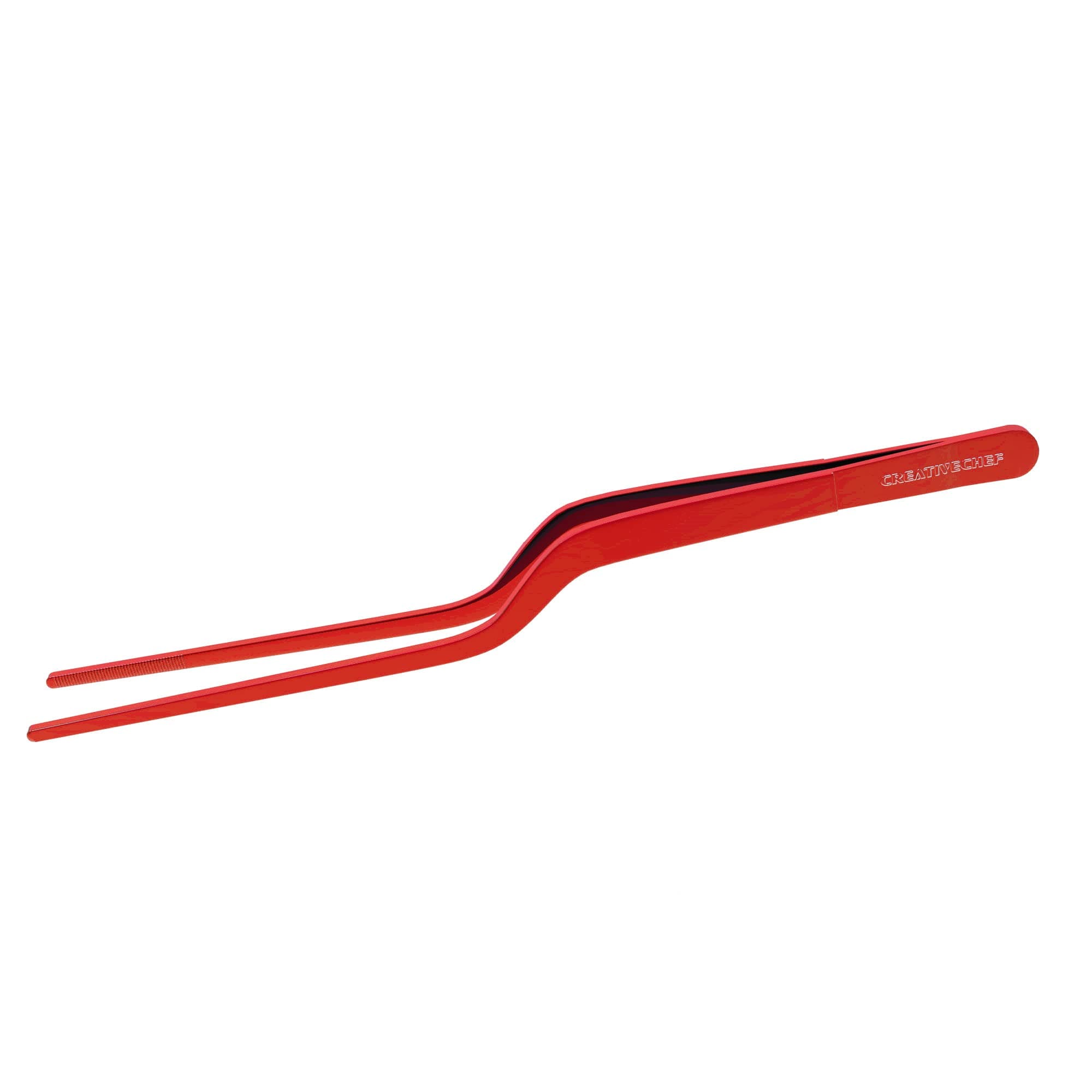 CREATIVECHEF 8 Inch Curved Stainless Steel Precision Kitchen Cooking Multi-function Tweezers Culinary Offset Tweezer Tongs (8" Curved, Bronze)