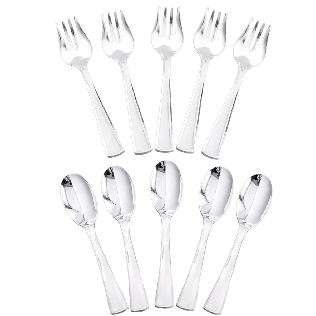 Supernal 24pcs Silver Plastic Serving Utensils,Silver Disposable Serving Set,Heavy Duty Plastic Forks and Spoons,Include 12pcs 9 Inch Spoons and 12pcs 9 Inch Forks,Thanksgiving, Christmas, Halloween