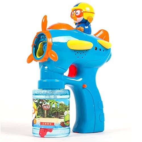 Automatic Bubble Blower Machine Shooter for Kids Blaster with Music Sound and Flashing Lights Simple and Easy to Use (Pororo)