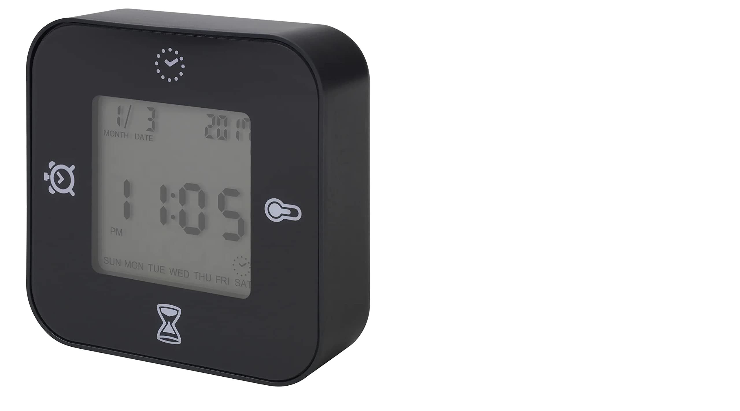 Ikea ABS Plastic KLOCKIS Clock with Thermometer, Alarm, Timer (Black)