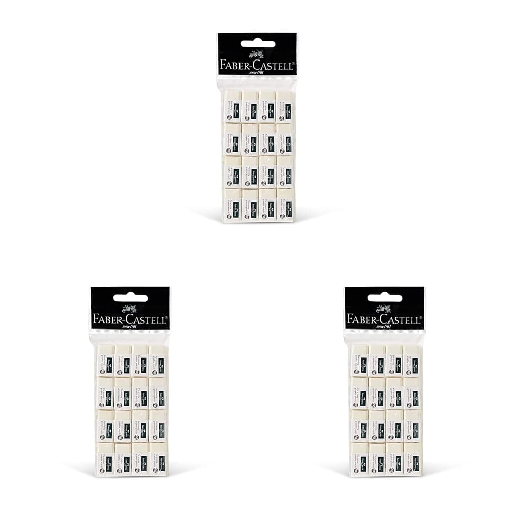 FABER-CASTELL PVC-FREE ERASER SMALL POLY BAG OF 16PC (Pack of 3)