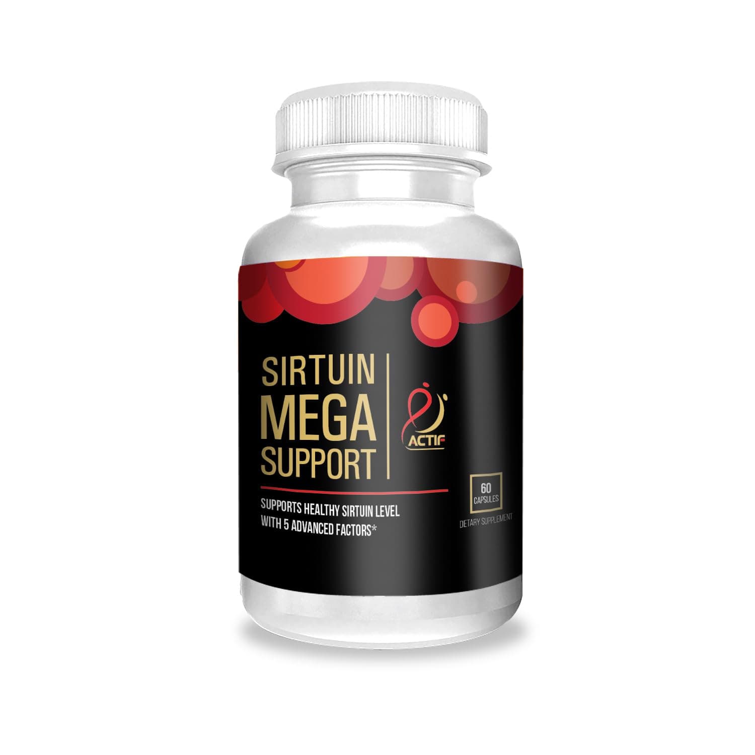 Actif Sirtuin Mega Support with 5 Advanced Factors – Anti-Aging, 100% Natural, Non-GMO, 60 Count