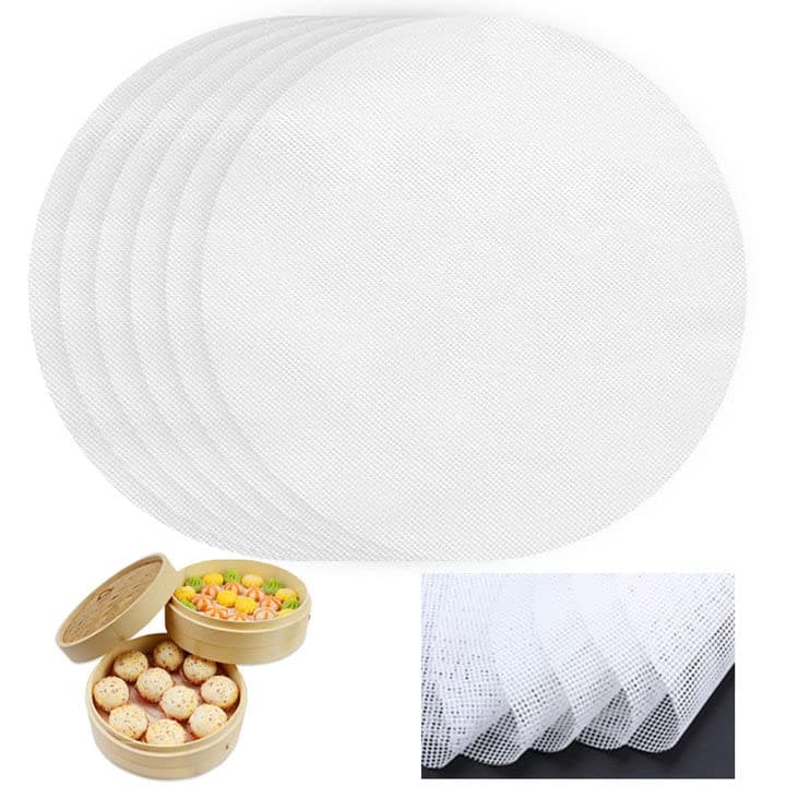 6 PCS Silicone Dehydrator Sheets Non Stick Food Fruit Dehydrator Mats Trays Silicone Steamer Liner Reusable Steamer Mesh Mat Round Dumplings Buns Mat Pad for Food Fruit Dryer, 34cm (Round)