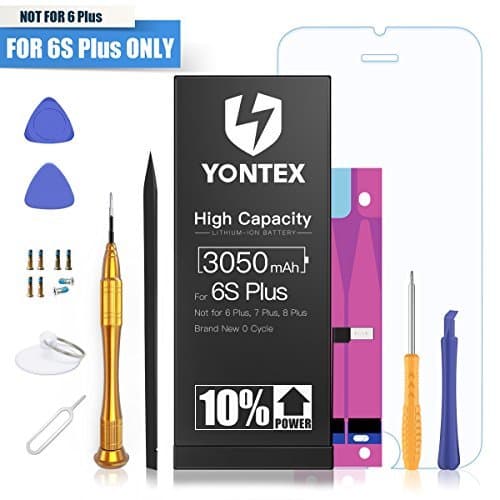 3050mAh Battery Compatible with iPhone 6S Plus, YONTEX High Capacity Lithium-ion Replacement Battery with Repair Tool Kits and Screen Protector - 10% More Capacity