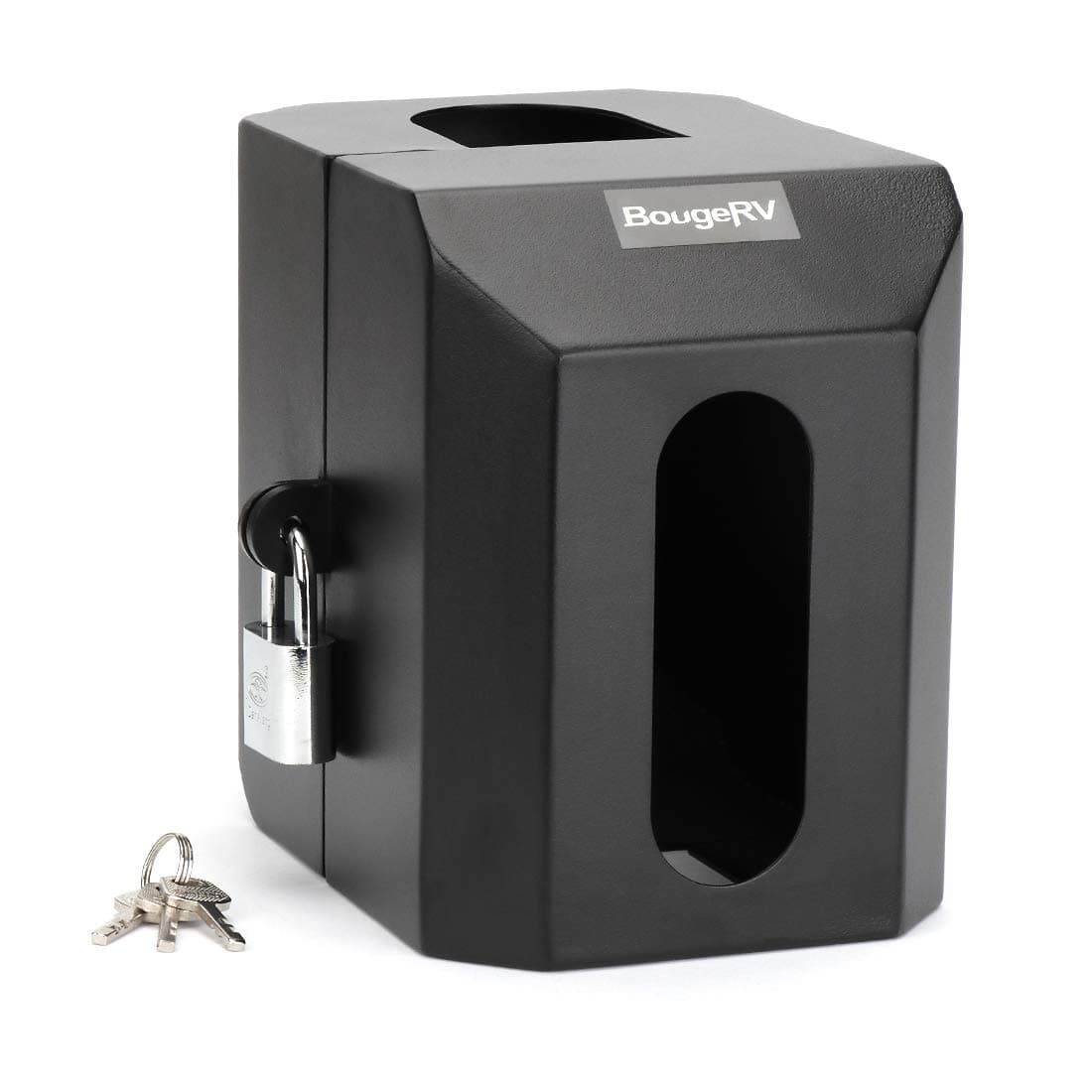 BougeRV RV Surge Protector Lock Hasp Protective Metal Box Heavy-Duty with Padlock Compatible with Surge Guard 30A Model 44750, 50A 44270, 34850 (Does Not Fit Model 34830 or 34950)