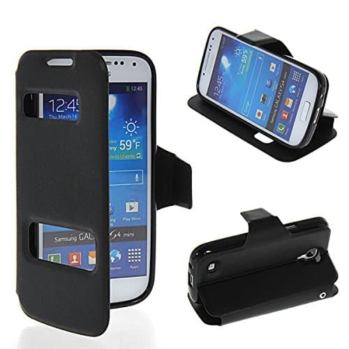S4 mini Case, GETLAST [Black] Beautiful 2 View Window Ultra Thin Flip Cover Folio Case For Samsung Galaxy S4 mini I9190