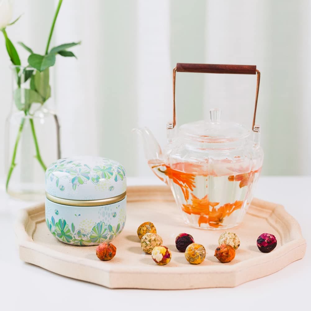 16 Pack Mini Flower Tea Ball Tin 8 Different Flavor 2 of Each| Flower Tea in Gift Box for Women Beauty