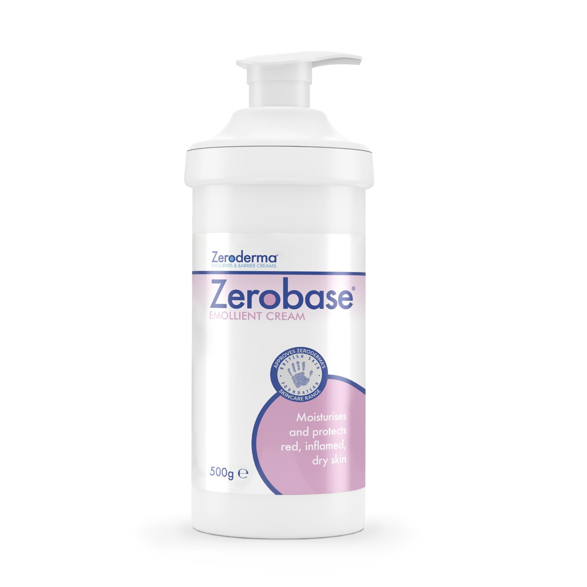 Zeroderma Zerobase Emollient Cream 2-in-1 Moisturiser & Soap Substitute, for Dry & Eczema-Prone Skin, Restores Skin Barrier, 21 percent w/w Paraffins, 500g
